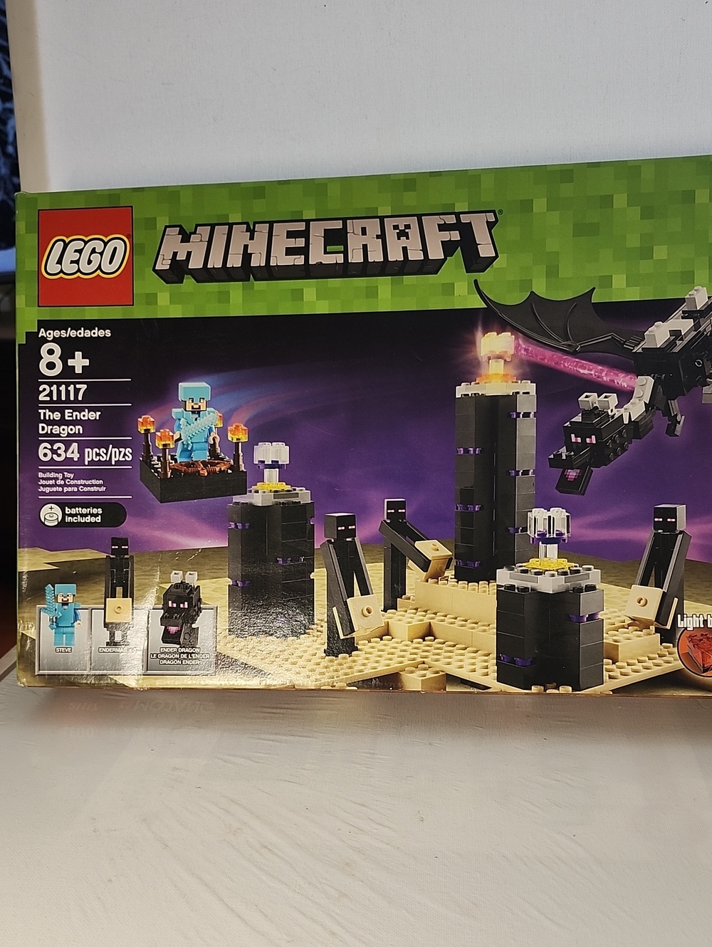 LEGO Minecraft 21117  Ender Dragon Battle Set - Black, Tan, Purple, Blue  Opened